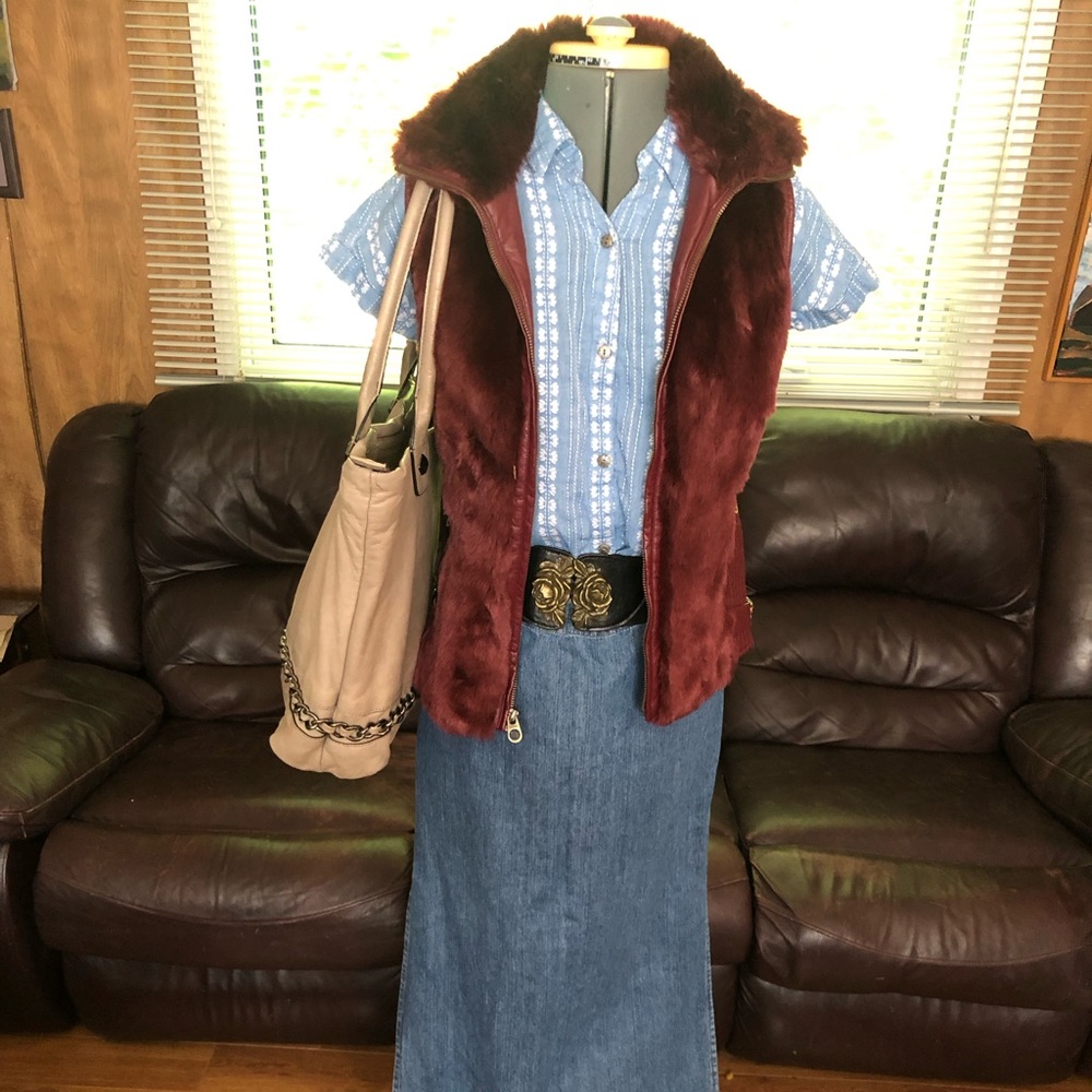 Alia Blue and Burgundy Women's Top
